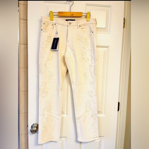 Rare Ralph Lauren Purple Label Cream Floral Print Pants $1690 - Picture 1 of 8